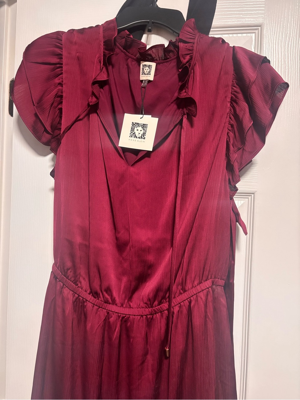 Anne Klein Burgundy Ruffle-Trim Dress for Girls
